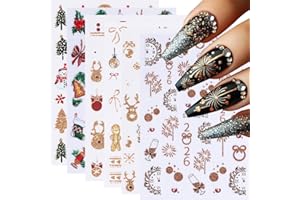 MISSJELLY Nagelsticker Weihnachten 3D Nagelaufkleber Selbstklebend Weihnachts Nail Art Sticker Winter NagelDesign Nagelsticker Weihnachts DIY Maniküre Dekoration(6Blatt)