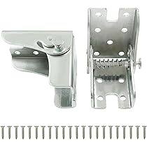 KOHAND 8 Pack Foldable Self Lock Hinges With Screws, Folding Brackets Table Leg Support Bracket Black