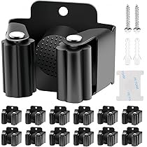 Porta Scope In Acciaio Inox - 12 Pezzi Con Gancio Regolabile - Supporto Parete Per Mocio E Utensili