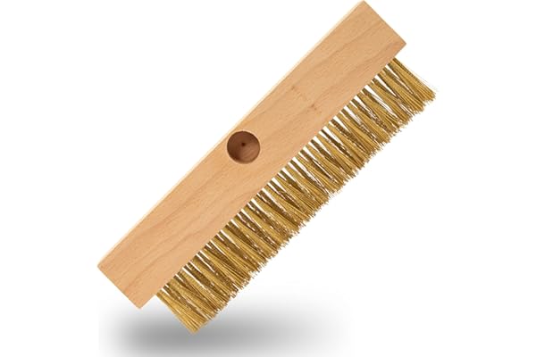 ECENCE Brosse avec poils laiton ondulés, nettoyage four à pizza, four à bois, fumoir, brosse à main pour éliminer la suie, la saleté, brosse à poils en laiton