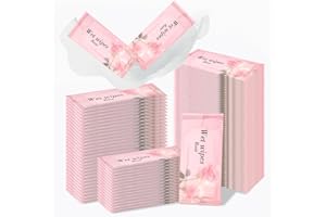 DONGCILL 50 Stück, Erfrischungstücher, Feuchtes Toilettenpapier Einzeln Verpackt, Einzeln verpackte Feuchttücher, Hautfreundlich, Wipes Ideal für Reise, Büro & Unterwegs, Rose