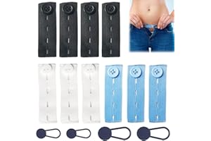 Huybaa 14 Pezzi Allarga Pantaloni Set, Estensori Elastici in Vita, Estensori di Bottoni Regolabili per Jeans e Pantaloni (Nero, Blu, Bianco) - Ideale per Gravidanza, Uomo e Donna