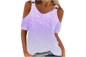 LEMOIITEA Women Shirts Sales Fashion Cold Shoulder T-Shirts V-Neck Short Sleeve Blouse Tie-Dye Printed Tees Shirts Casual Loose Fit Tees Summer Tunic Tops Party Holiday Blouse