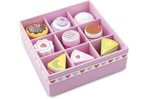 New Classic Toys- Assortimento di Dolci/Pasticcini in Confezione Regalo Giocattoli da Cucina e Cibo, Colore Rosa, Torte, 10626