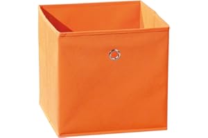 Inter Link - Contenitore pieghevole - Porta oggetti pieghevole - Contenitore in tessuto pieghevole - Contenitore per divisori o scaffali - 32 x 32 x 32 cm - Con foro per le dita - Winny - Arancione