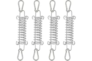 Vueinrg 4 Piezas Resortes de Tensión de Tienda, Muelle Tensor con Doble Gancho Tensores para Tienda de Campaña con 8 Piezas Mosquetón para Camping Accesorios de Playa