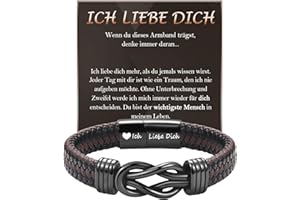 FAOMZQ Geschenke für Männer, Lederarmband mit Gravur für Papa, Armband Geschenk für Mann Ehemann Freund Sohn Bruder Neffen Enkel Opa Onkel zum Geburtstag Weihnachten Vatertag Valentinstag