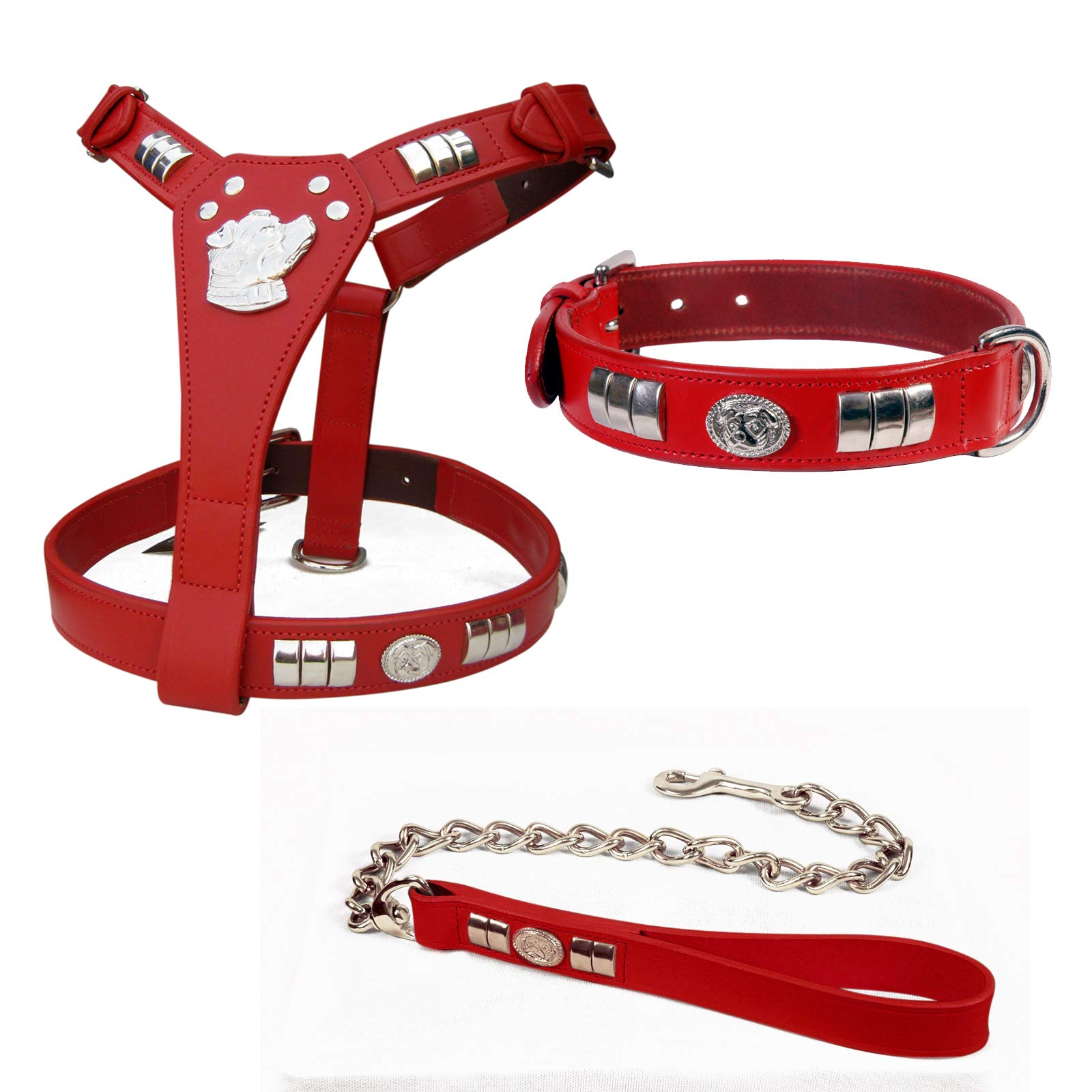 Aces Equine STAFF STAFFY STAFFORDSHIRE BULL TERRIER LEATHER DOG HARNESS, COLLAR AND CHAIN LEAD Aces Equine STAFF STAFFY STAFFORDSHIRE BULL TERRIER LEATHER DOG HARNESS, COLLAR AND CHAIN LEAD