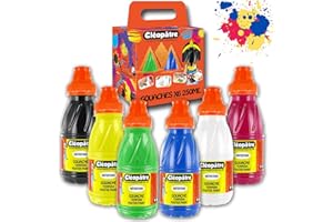 Cléopâtre Peinture Gouache Néfertari Premium-Couleurs primaires-Coffret Carton de 6 flacons 250ml, PGN250X6A