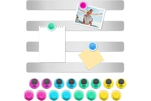 Mexgcom 4 Stück Magnettafel Memotafel, Selbstklebend Magnetleisten, 30x3cm, mit 16 Starke Magnete (4 Farben), Magnettafel Magnete für Schule, Büro, Dokumente und Fotos (4PCS)