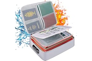 DRAGON SLAY 3-lagige feuerfeste wasserdichte Dokumenten-Organizer-Tasche mit Zahlenschloss, feuerfeste Safe Box Aufbewahrung für Reisepässe, vertrauliche Dokumente, Verträge (Grau)