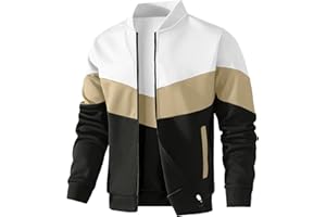 HYPESTFIT Bomber Homme Léger - Blouson Décontracté à Col Montant, Manches et Ourlet Côtelés, Veste Légère Printemps/Automne pour Toutes Occasions
