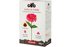 CIFO Asso di Fiori - Concime Piante Verdi Grasse e Fiorite in Polvere Solubile, Fertilizzante Orto, Giardino e Balcone - Contribuisce alla Crescita e Previene Carenze Nutritive, Made in Italy, 1kg