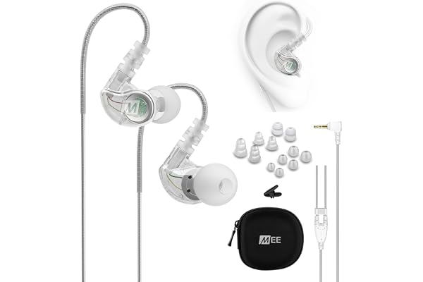 MEE audio Sport-Fi M6 Écouteurs intra-auriculaires à isolation acoustique et fils mémoire Transparent