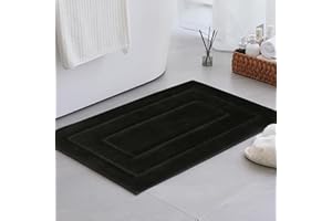 GRANNY SAYS Bathroom Mat 50 x 80 cm, Shaggy Bath Mat Black, Non-Slip Bath Matt, Extra Soft and Absorbent Bathmat for Floor, Microfiber Thick Bathroom Rugs, Machine Washable Bath Mats and Rugs Décor