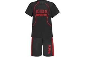 Aiihoo Kinder Jungen Trainingsanzug Sportanzug Set Kurzarm Sportshirt mit Sportshorts Mädchen Jogginganzug Sommer Sportkleidung