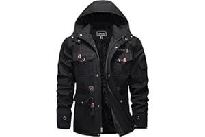 TACVASEN Winterjacke Herren Warme Jacke Winter Übergangsjacke Lässige Gefütterte Cargojacke Thermo Arbeit Fleecejacke