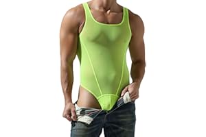 BreakEgg Herren Sexy Cutout Mesh Bodysuit Transparente Tank Tops Crewneck Herren Body Suit One Piece Coveral