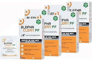 Blephaclean PF Daily Eyelid Wipes x 120 - Gentle Cleansing for The eyelids and Skin Around The Eyes | Suitable for Babies (Over 3 Months Old), Children & Adults |Sterile Plastic-Free Wipes x 6 Packs
