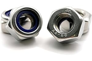 Ecrou Nylstop M3 indesserrable en acier INOX A4/80 | Écrous Autobloquant Hexagonal HI autofreiné DIN 985 Inoxydable A4/080 (V4A/316) avec bague nylon de blocage : LOT DE 50 Pcs - Premium Fixation