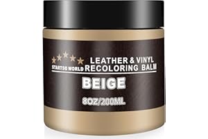 STARTSO WORLD Kit de Rénovation pour Cuir 200ml, Teinture Cuir Beige pour Meubles, Canapés, Sièges d'Auto - Teinture et Peinture pour Cuir Éraflé et Décoloré