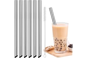 NiHome 6-pack sugrör i rostfritt stål för Boba Smoothie, 0,5 tum extra breda