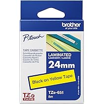 Brother TZE-651 Black ON Yellow Laminated Tapes (TZE Series) 24mm