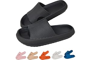 HOPEME Cloud Sliders Women Men Cushiony Slippers with Thick Outsole, Anti-Slip and Waterproof Pillow Sliders for Bathroom, Pool and Outdoor