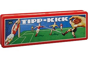 TIPP-KICK Retro 80x47 cm – Futbolín Listo para Jugar con 2X Jugadores, 2X guardametas, 2X porterías, 2X Pelotas I Terreno de Juego de Fieltro
