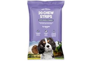 by Amazon - Chucherías para perros - 20 tiras de pato y pavo, 200 g