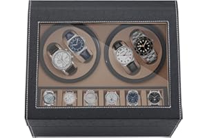 NOSTHEART Remontoir Montre Automatique Rotate Remontoir à Montres 4 + 6 Boîte à Remontoir de Rangement en Cuir d'autruche avec Moteur Silencieux pour Remontage Mécanique de Montr