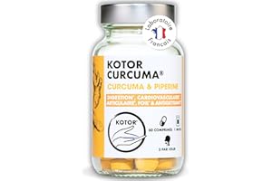 KOTOR PHARMA KOTOR Curcuma | Anti Inflammatoire et Oxydant, Douleurs Articulaires, Digestion Difficile | 786mg | Curcuma Bio Haute Absorption | Curcumine + Pipérine | 60 Comprimés | France