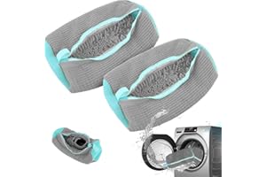 VKWE Shoe Cleaning Bag,Shoe Washing Bag for Washing Machine,Laundry Bag for Shoes,Fluffy Fibers 360° Wrap-Around Cleaning,Reusable Washer Shoe Bag for All Shoe Types and Sizes (Grey 2PCS)