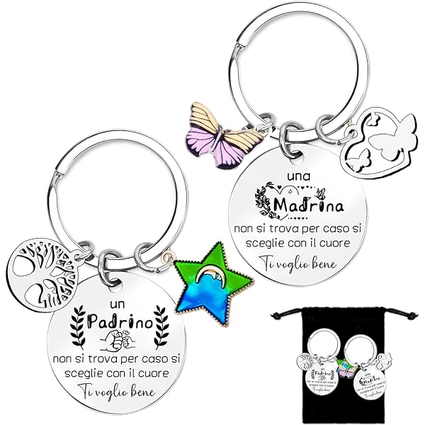 Portachiavi Personalizzato Per Madrina, Regalo Significativo In Acciaio Inossidabile Per Compleanno, Natale O Battesimo, Con Sacchetto Di Velluto Incluso