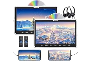 NAVISKAUTO 10,1 Lecteur DVD Voiture avec HDMI Input,Double Ecran d’Appui têteEquipé 2 Casques,Supporte 128GB USB SD,MPEG、MPG(2 Lecteurs DVD)