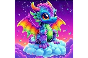 AIRDEA Drago colorato Diamond Painting, Drago Diamond Painting Kit Completo, Diamantini Crystal Art Hobby Creativi Adulti Decorazione per Casa 30x30 cm