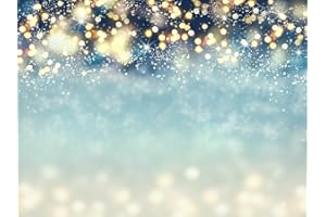 WAWBACKDROP WaW 7x5ft Hellblau Bokeh Neon Fotografie Studio Hintergründe, Fotohintergrund Weihnachten Schneeflocken Stoff Kulisse für Kinder Weihnachtsfoto, Geburtstag Christmas Deko