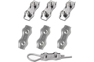 huruirui M4 Morsetti per Cavo Acciaio Morsetti Stendibiancheria Inox 304 Duplex Serracavo Acciaio per Fune D'Acciaio Diametro 4mm morsetti Serracavo Clip 6pcs