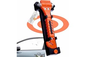 HUMPTI Martillo Rompe Cristales Coche, Herramienta Romper Cristal Vehiculo y Cortar Cinturon, Rompecristales y Cinturon, Romper Cristal Coche y Cinturon, Rompe Lunas Coche y Cortar Cinturones (1 Unidad)