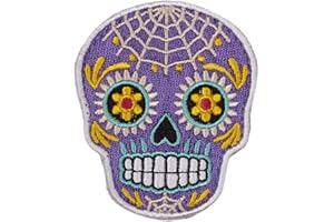 ELITEX TRAINING Toppa ricamata con velcro - Teschio messicano - Toppa per zaini e giubbotti da cross training e palestra (viola)