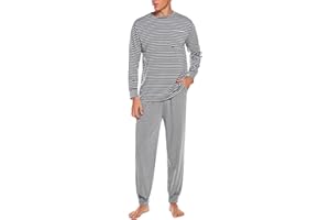 Aseniza Pyjama Homme Hiver Ensembles de Pyjama Coton Manches Longues Vêtements De Nuit Vêtements de Détente Doux Loungewear