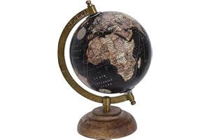 KOOPMAN INTERNATIONAL B.V. Globus Weltkugel Landkarte Dekoration Weltkarte Atlas Beige/Schwarz 19x13cm A400 (Schwarz)