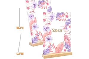 Coriver 2 Pièces Présentoirs de Table A4, Forme L & T Support AfficheA4 Plaque Acrylique, A4 Porte Menu avec Pied en Bois, Support Feuille A4 pour la Publicité Menu de Mariage Café Bureau Rstaurant