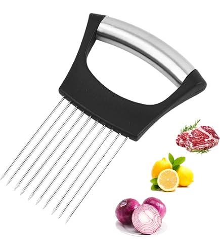 Edelstahl Zwiebelhalter - Schneidehilfe Für Gemüse & Fleisch, Rutschfest & Spülmaschinengeeignet