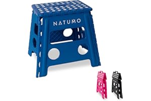 NATUMO® Sgabello pieghevole XL per bambini e adulti, sgabello pieghevole, leggero e antiscivolo, per campeggio, bagno, cucina e giardino, 33 cm (blu reale)