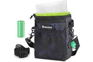 Ruoxzzsu Dog Treat Pouch with Silicone Snack Bag, Front Pocket with Zipper fits All Phones, Card, Mesh Pocket fits Dog Toys, Treat Bag with Dog Waste Bag, 3 Ways to Wear Walking Fanny Pack