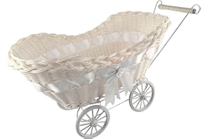 MEENA SUPPLIES Large Pram Hamper Basket - White - Premium Quality Baby Shower Unisex Natural