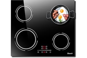 DISAENVIR Piano Induzione 4 Fuochi 6400W, Piano Cottura Induzione da incasso 220v, Piastra Induzione 60m, Funzione Pausa, 9 Livelli, Controllo touch, Timer, Funzione Anti-Touch