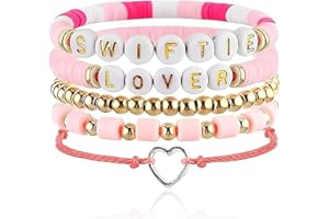 lafomukea Girl Bracelets Set, Lover Bracelet, TS Themed Pink Friendship Bracelets Set, Beads Bracelets for Fans Gifts