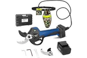 SWANSOFT 40 mm Akku Astschere mit Verlängerungskabel, 2 x 4 Ah Batterien, professionelle elektrische Gartenschere für Weinberg und Obstgärten.